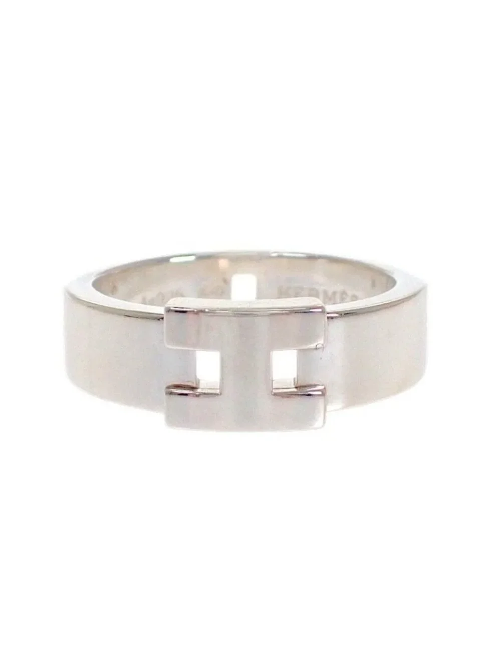 Hermes Newhela Crest Rin 49 Full Ring 925 Sterling Silver